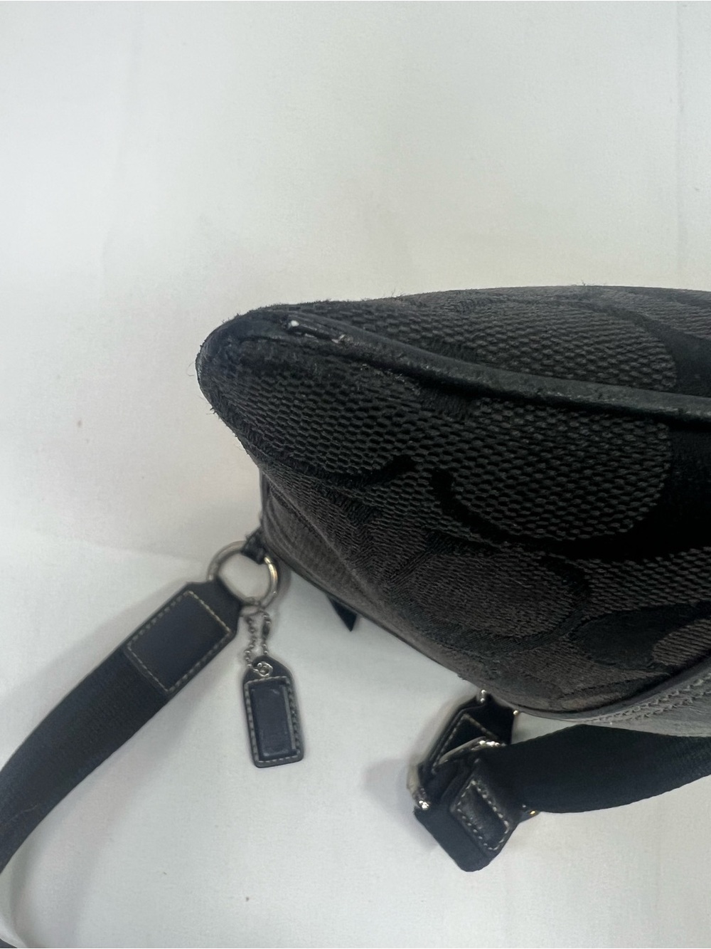 Vintage Coach Signature Brown/Black Canvas Crossbody Bag 6016 Adjustable Strap - Picture 5 of 14